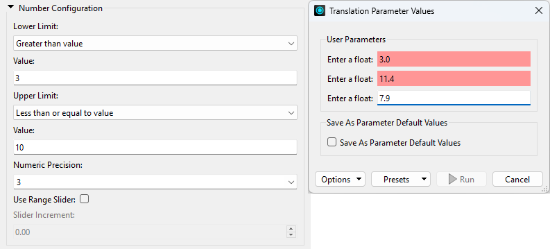 Configuring limits for number validation